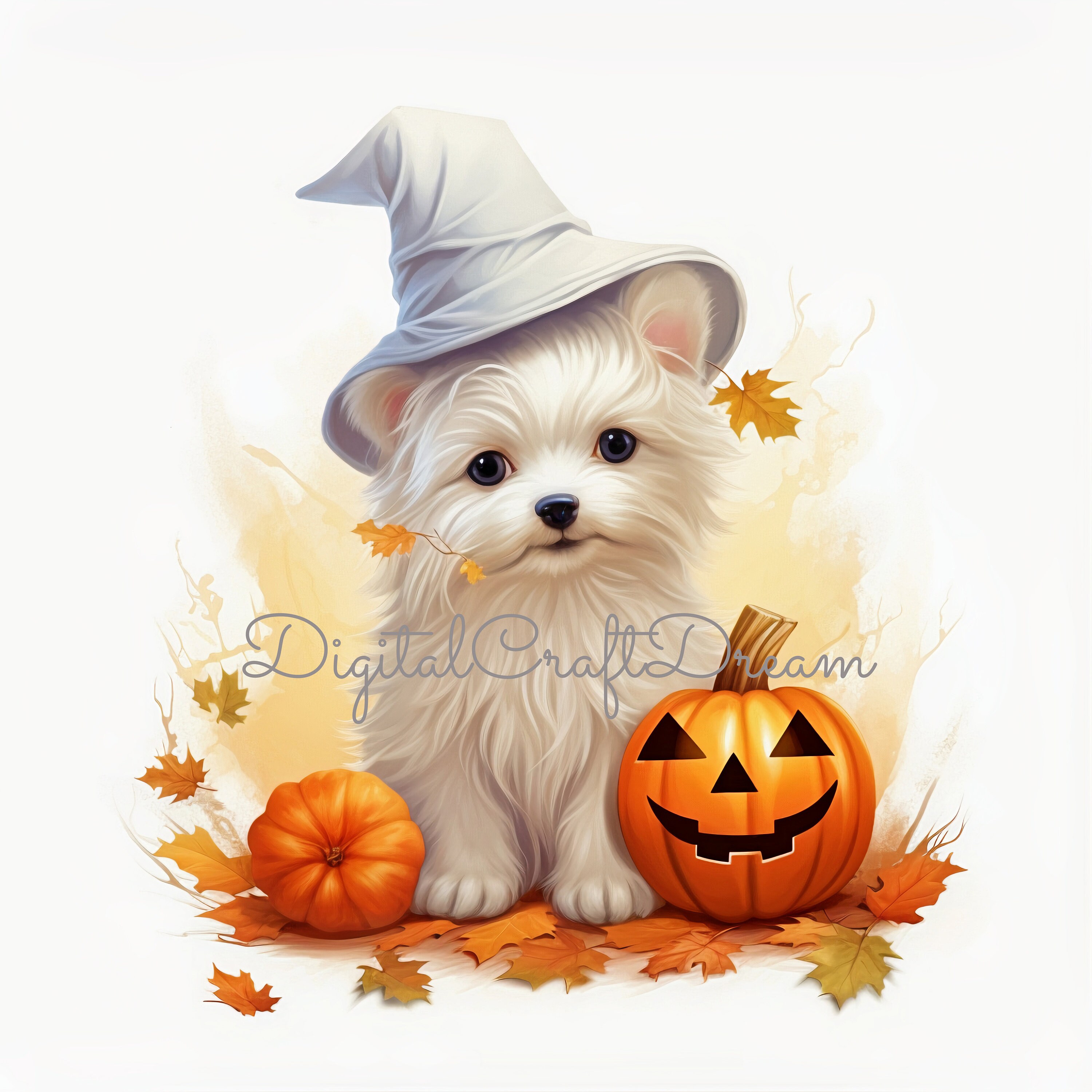 Halloween White Dog Clipart, 12 High Quality Jpgs, Halloween Clipart