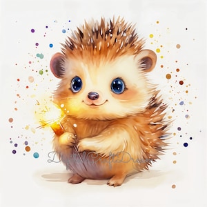 Clipart hérisson, 12 fichiers JPG de haute qualité, téléchargement numérique, aquarelle hérisson, Illustrations mignon hérisson, décoration de chambre d'enfant, clipart artisanat