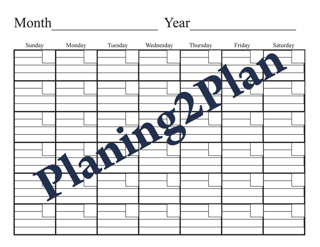 Blank Calendars Fill in Calendars Plain Calendars Blank - Etsy