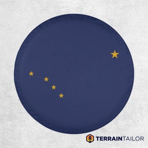 Alaska State Flag Tire Cover fits Jeeps, Broncos, SUVs, Campers, RVs | Free US Shipping | No Backup Camera Option