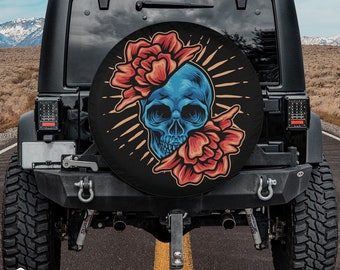 Halloween Frankenstein Skull Tire Cover Fits Jeeps, Broncos, Suvs