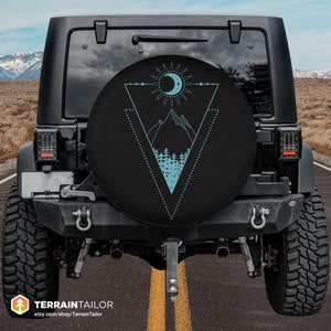Modern Geo Design Spare Tire Cover fits Jeeps, Broncos, SUVs, Campers, RVs | Free US Shipping | No Backup Camera Option