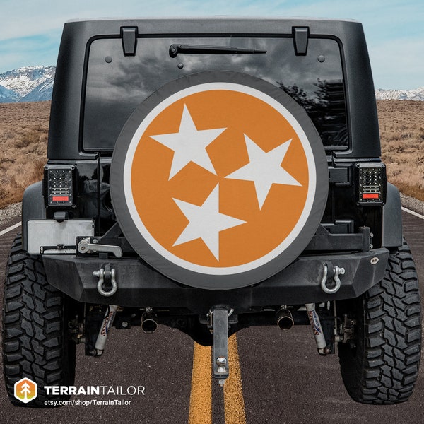 Orange Tennessee Tristar Flag Spare Tire Cover fits Jeeps, Broncos, SUVs, Campers, RVs | Free US Shipping | No Backup Camera Option