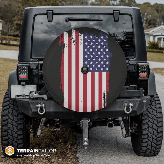 Stitch American Flag Ride Jeep Starry Night Blue Car Spare Tire Covers Gift For Campers