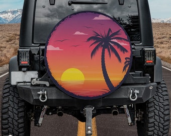 Beach Scene Spare Tire Cover fits Jeeps, RVs, Broncos, Campers, Trailers - Waterproof, Free Shipping | No Camera