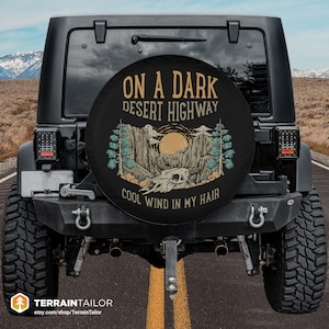 Dark Desert Highway Sunset Spare Tire Cover fits Jeeps, Broncos, SUVs, RVs, Campers | Free Shipping in US | No Backup Camera Option