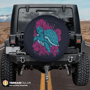 Sea Turtle Graphic Spare Tire Cover fits Jeeps, SUVs, Broncos, RVs, Campers | Free U.S Shipping | No Backup Camera Option