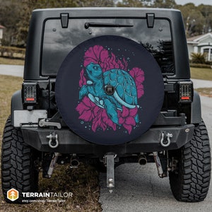 Sea Turtle Graphic Spare Tire Cover fits Jeeps, SUVs, Broncos, RVs, Campers | Free U.S Shipping | Includes Backup Camera Cutout