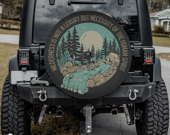 Mountain Stream Spare Tire Cover - fits Jeeps, Broncos, SUVs, RVs, Campers | Free U.S. Shipping | Includes Backup Camera Cutout