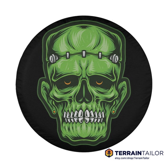 エッダースケルトンリッド&インナーフレーム&キーLockステッカー Halloween Frankenstein Skull Tire Cover Fits Jeeps, Broncos, Suvs