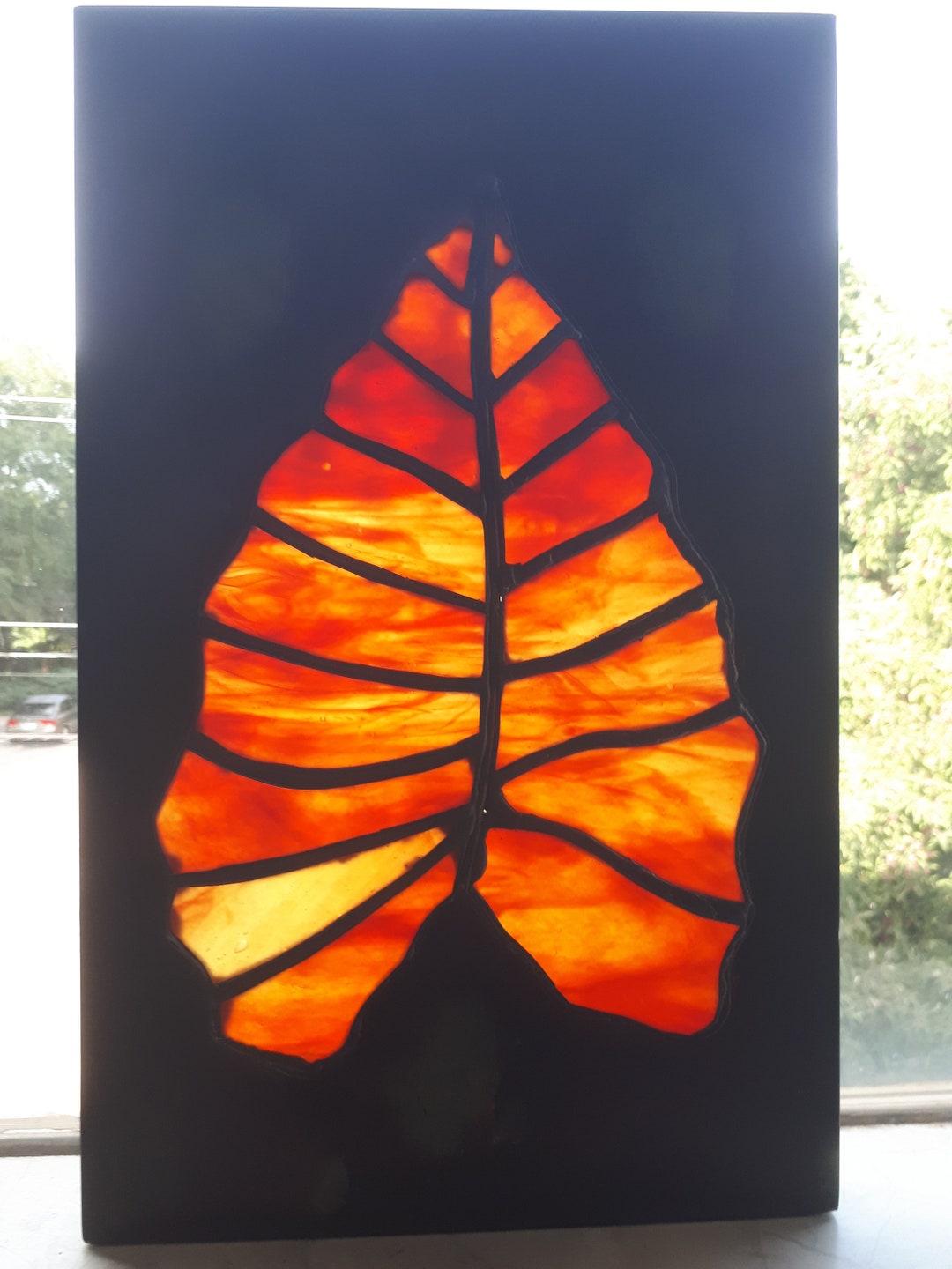 Stained Glass and Metal Fall Leaves, Wall, Window or Garden