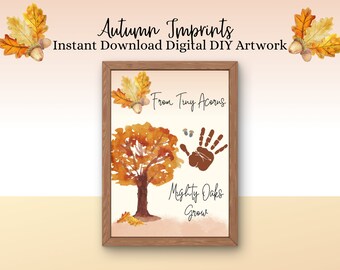 Fall Handprint Art: Acorn Oak Tree Keepsake (Digital Download)
