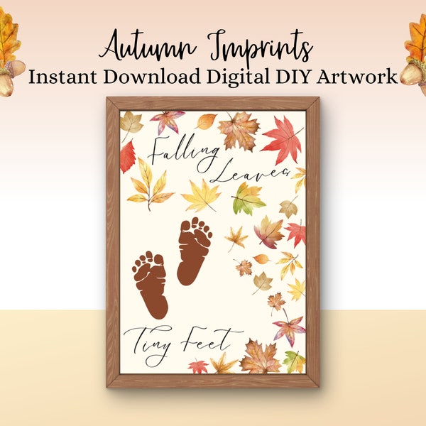 Footprint Art, Fall Art Print, Preschool Fall Printable, Preschool Fall Art, Fall crafts for kids, Footprint craft, Thanksgiving artwork