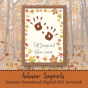 Handprint art | Fall Art Print, Preschool Fall Printable, Preschool Fall Art, Fall crafts for kids, Templates handprint art Fall Digital Art