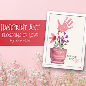 Floral Handprint Art: DIY Keepsake Craft for Preschool, Kids' Gift Idea, Printable Activity
