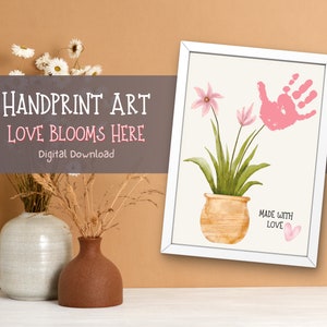 Floral Handprint Art: DIY Keepsake Craft for Preschool, Kids' Gift Idea, Printable Activity