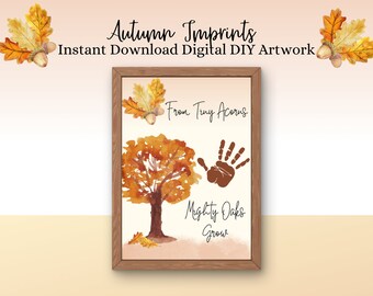 Fall Handprint Art: Acorn Oak Tree Keepsake (Digital Download)
