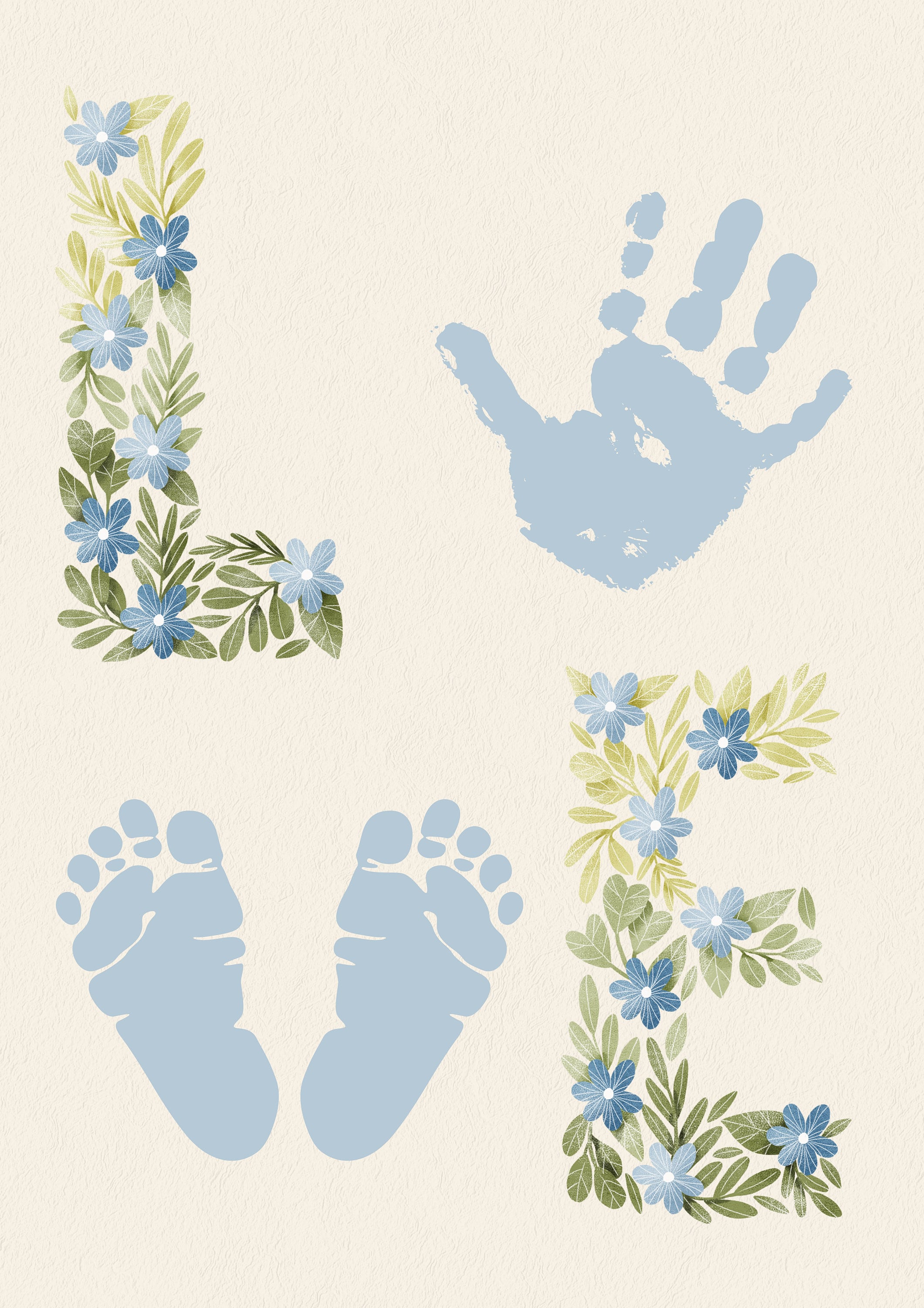 Personalized Love Handprint & Footprint Keepsake Art | DIY Preschool ...
