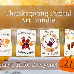 Thanksgiving Digital Art Craft Bundle | Thanksgiving wall art, Memory Keepsake, Thanksgiving artful, Printable, Handprint Footprint Craft