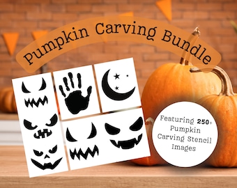 250+ Pumpkin Carving Stencils: Halloween Designs (Digital Download)