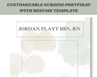 Customizable Nursing Portfolio with Resume Template, Nursing Portfolio, Nursing Resume, Green, Plants, Canva, Nursing, Digital Template
