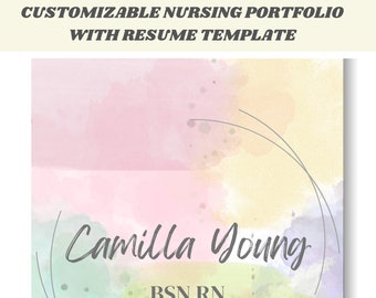 Customizable Nursing Portfolio with Resume Template, Nursing Portfolio, Nursing Resume, Rainbow, Colorful, Canva, Nursing, Digital Template