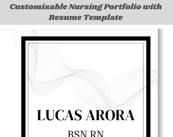 Customizable Nursing Portfolio with Resume Template, Nursing Portfolio, Nursing Resume, Gray, Black, Canva, Nursing, Digital Template
