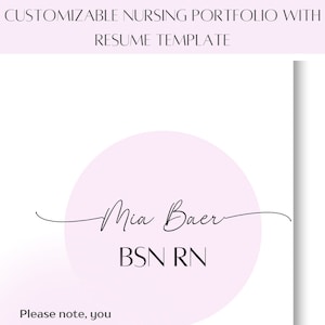 Customizable Nursing Portfolio with Resume Template, Nursing Portfolio, Nursing Resume, Pink, Canva, Nursing, Digital Template