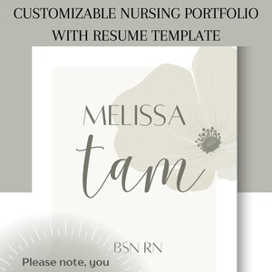 Customizable Nursing Portfolio with Resume Template, Nursing Portfolio, Nursing Resume, Neutral, Flowers, Canva, Nursing, Digital Template