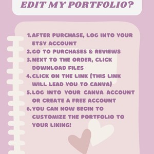 May include: A pink and white notebook with a spiral binding and a white background. The notebook has the text "HOW DO I ACCESS AND EDIT MY PORTFOLIO?" in black text. The notebook has a list of instructions on how to access and edit a portfolio.