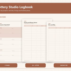 Pottery Journal Printable, Ceramic Studio Log, Glaze Test and Kiln Firing Record, A4 and US Letter PDF