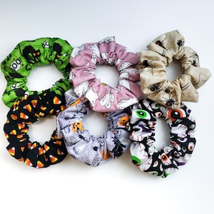 Halloween Scrunchies: Handmade Cotton Hair Ties, Spooky Accessories