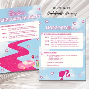 BARBIE BRIDE Bachelorette Itinerary