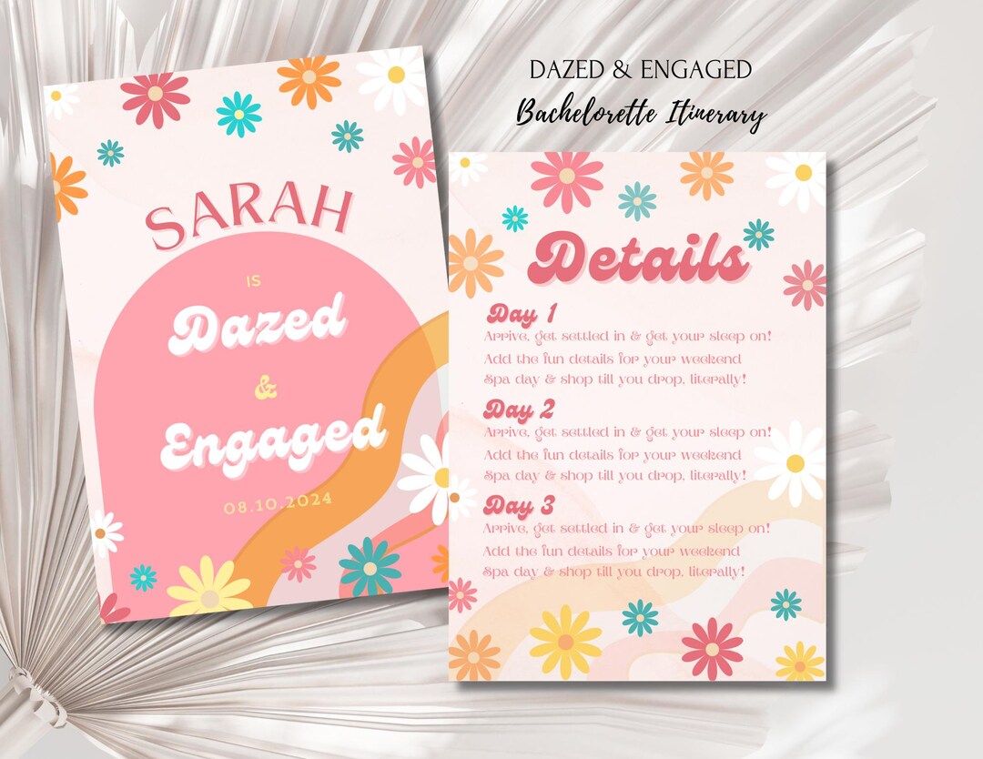 DAZED & ENGAGED Bachelorette Itinerary - Etsy