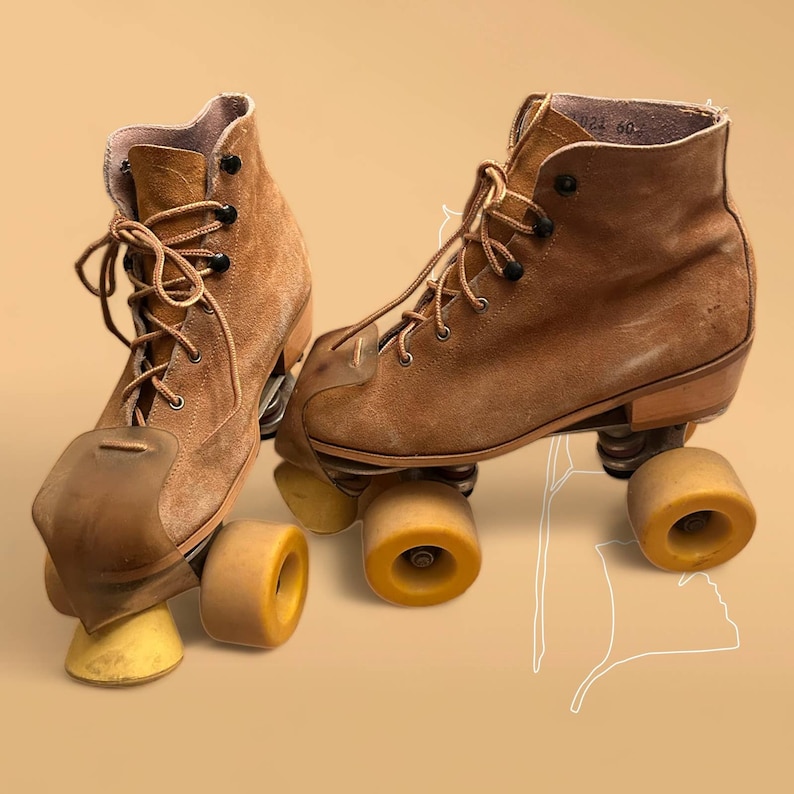 Vintage Kid's Riedell Red Wing Light Brown Suede Leather Ice Skates - 12