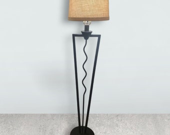 True Vintage jaren 1980/1990 Post Modern Iron Geometrische Squiggle Vloerlamp - Zwart Retro Uniek Abstract