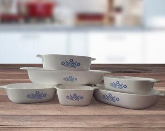 Vintage Corningware bleu bleuet Lot de 6 plats de cuisson/cuisson Pyrex MCM