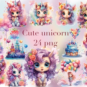 Unicorn clipart, Cute unicorn clip art, Watercolour unicorn