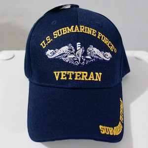 U.S. Submarine Force Veteran Baseball Hat. Officially Licensed U.S. Navy Cap. Adjustable Navy Blue Hat. U.S. Submarine Force Veteran Cap.