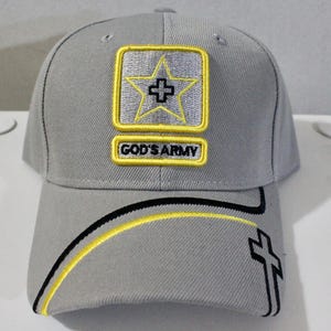 神の軍隊野球帽。イエス様大好きキャップ。クリスチャンハット。クリスマスギフト。イエス様はあなたを愛していますハット。調節可能なグレーの帽子。神の軍隊