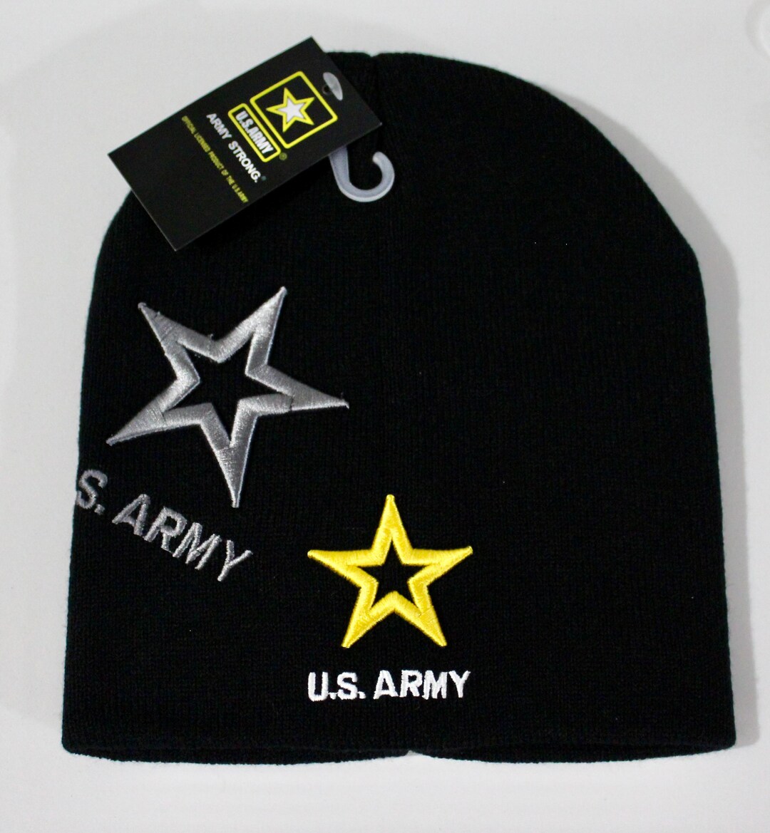 thumbnail image 2 of Trade Winds Embroidered US Army Emblem Beanie – Black With Gold Star, Unisex 2 of 5