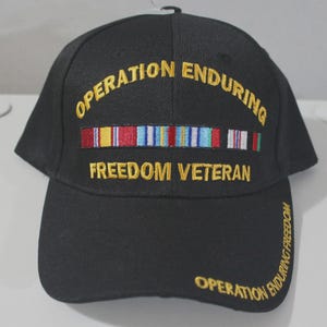 Operation Enduring Freedom Veteran Baseball Hat. Adjustable Black Hat. Christmas Gift. Operation Enduring Freedom Veteran Hat.
