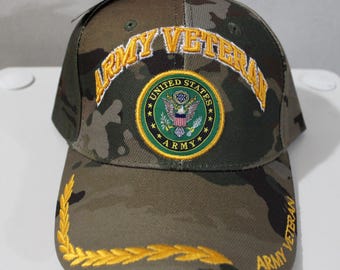 U.S. Army Veteran Baseball Hat. Officially Licensed U.S. Army Veteran Cap. Adjustable Camo Cap. Veterans Day. Gift for Dad