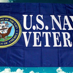 Veteranenvlag Amerikaanse marine 3 x 5. Officieel gelicentieerde veteranenvlag van de Amerikaanse marine. Cadeau voor veteranen, militairen en militaire families. Cadeau