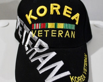 韓国軍　朝鮮戦争　退役軍人　ベスト,帽子 朝鮮戦争退役軍人用キャップ、従軍リボン付き兵役帽子、黒帽子。朝鮮