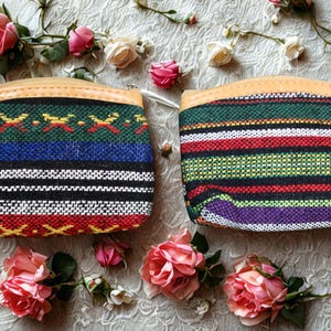 Handwoven Coin Purse. Small Mexican Style Fabric Zip Pouch – 3.5x4.5" – Boho Ethnic Pattern Wallet. Sold Individually. Coin Purse
