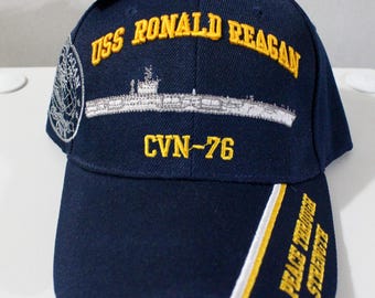 Baseballpet van de Amerikaanse marine. Officieel gelicentieerde pet van USS Ronald Reagan CVN-76. Verstelbare marineblauwe hoed. Veteranendag. Militair cadeau. Amerikaanse marine