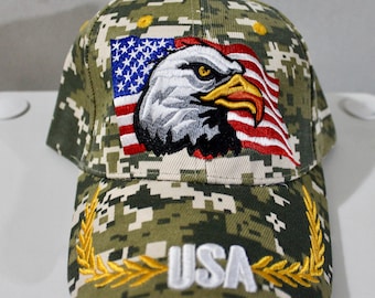 USA Baseball Hat. American Flag Hat. American Bald Eagle Hat. Christmas Gift. I Love USA Hat. Camo Hat. Patriotic Hat. American Flag. USA