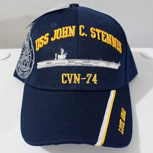 US Navy Baseballmütze. USS John C. Stennis CVN-74 Hut. Einstellbar Marine Blau Hat. kriegerischer Tag. Militär Geschenk. USS John C. Stennis Hut