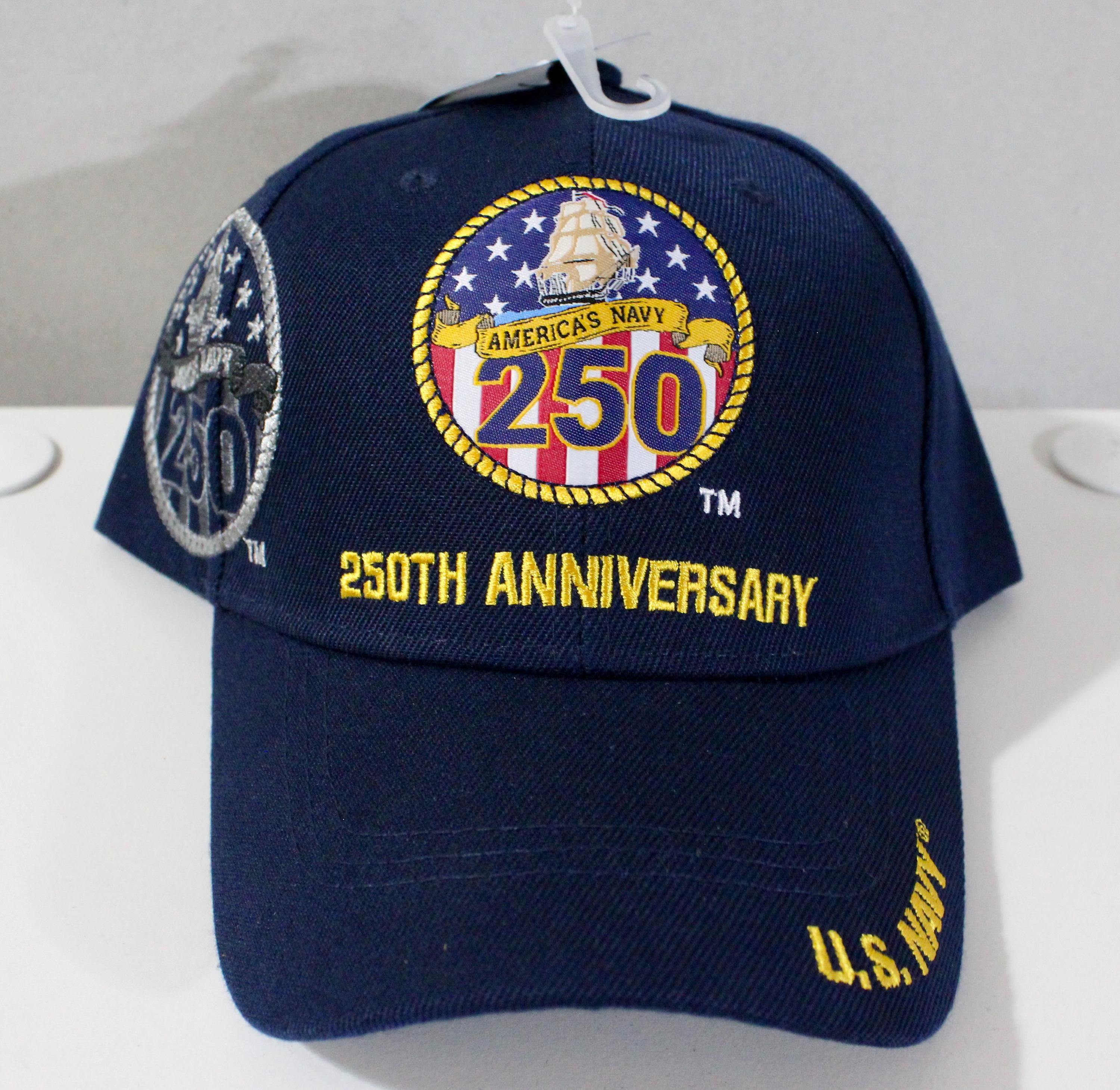 【未使用】アメリカ海軍 250周年 記念 キャップ アメリカ海軍250周年記念ベースボールキャップ。公式ライセンス取得